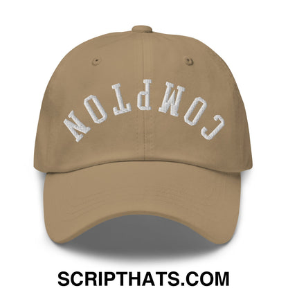 Upside Down Compton Embroidered Unstructured Dad Hat Khaki