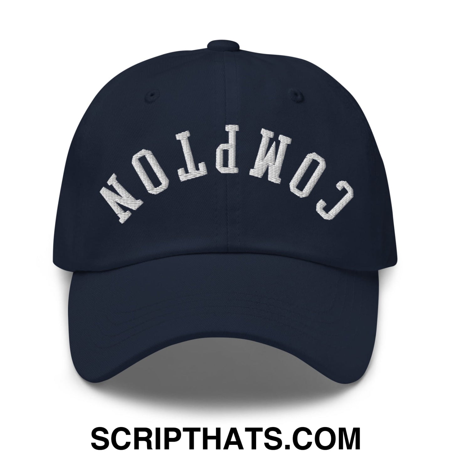 Upside Down Compton Embroidered Unstructured Dad Hat Navy