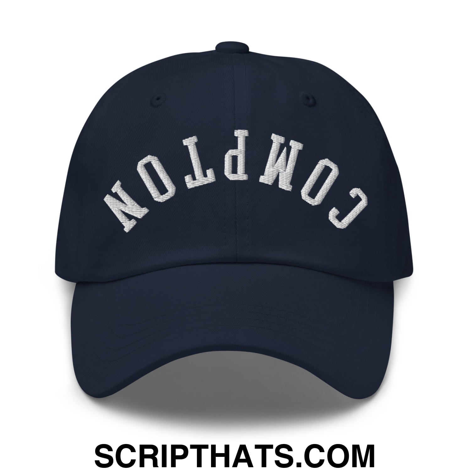 Upside Down Compton Embroidered Unstructured Dad Hat Navy