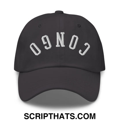 Upside Down Congo Embroidered Unstructured Dad Hat Dark Grey