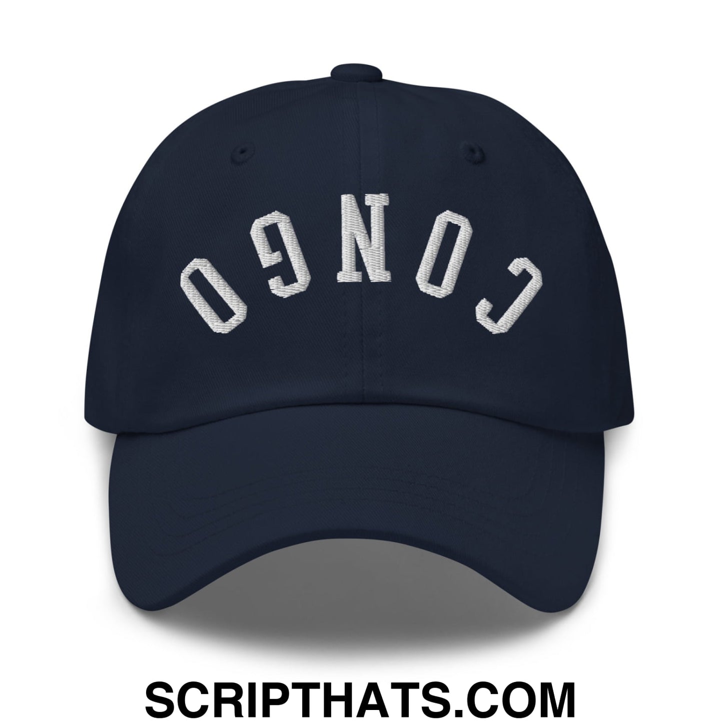 Upside Down Congo Embroidered Unstructured Dad Hat Navy