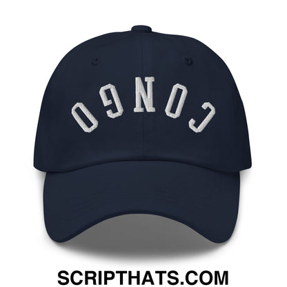 Upside Down Congo Embroidered Unstructured Dad Hat Navy
