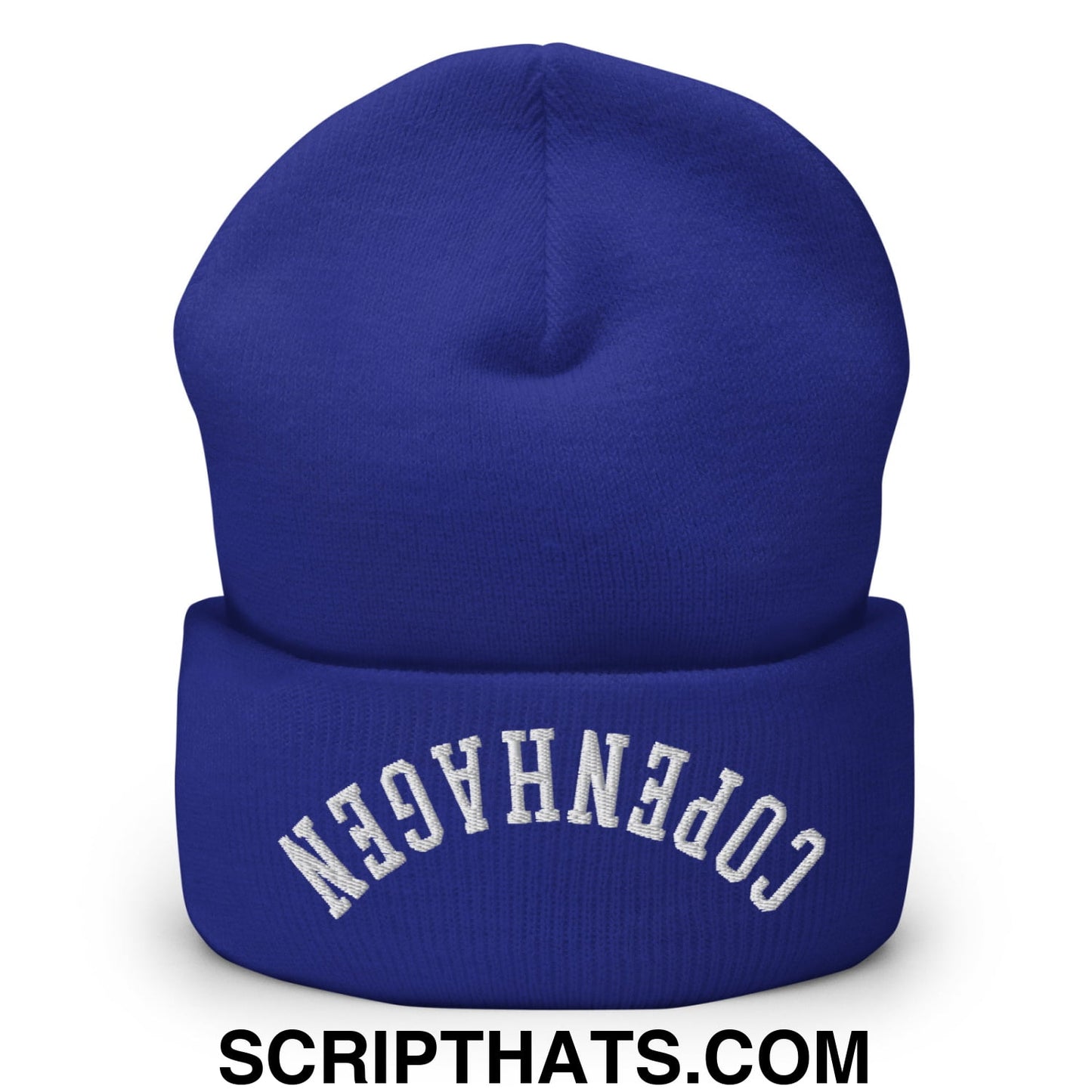 Upside Down Copenhagen Embroidered Knit Cuffed Beanie Royal