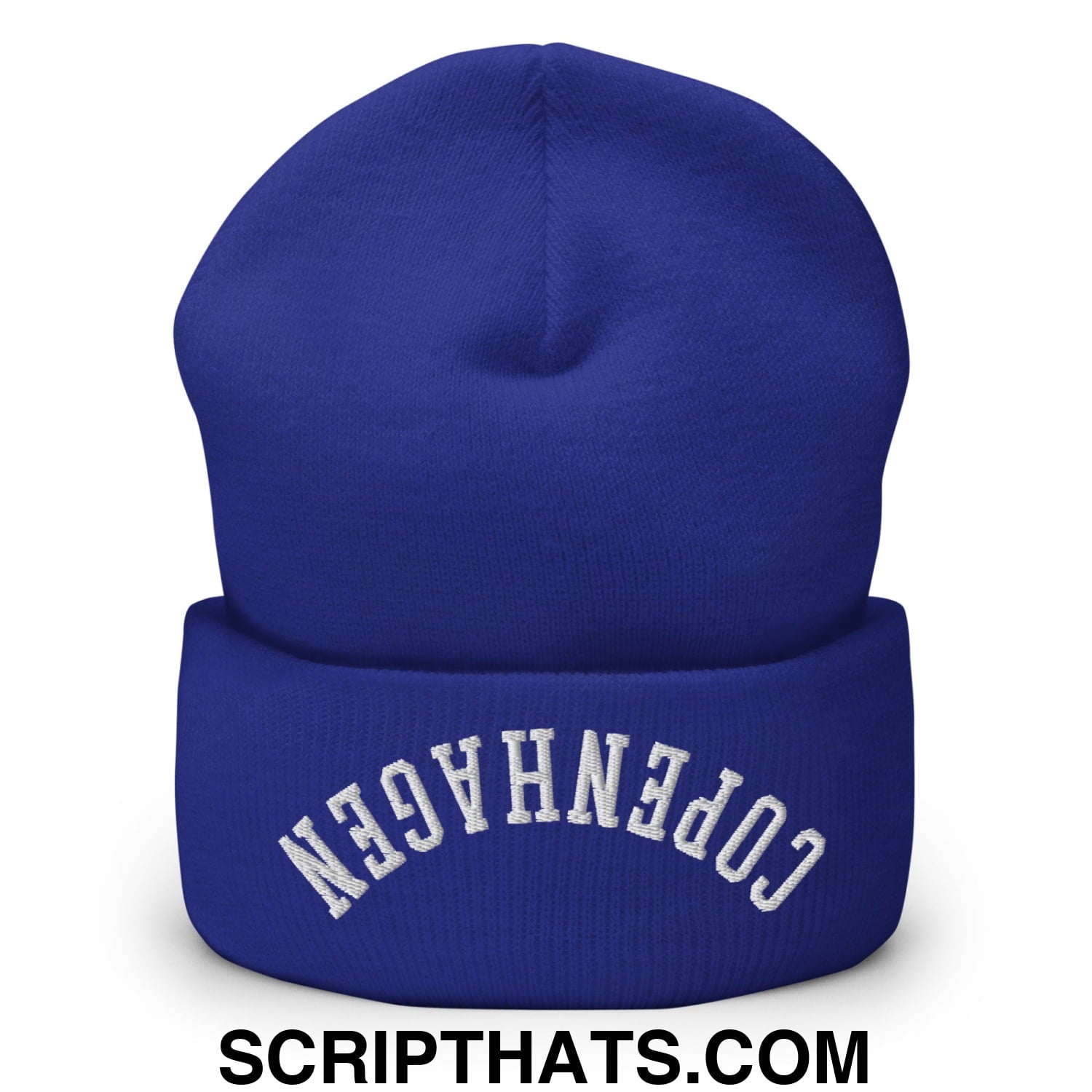 Upside Down Copenhagen Embroidered Knit Cuffed Beanie Royal