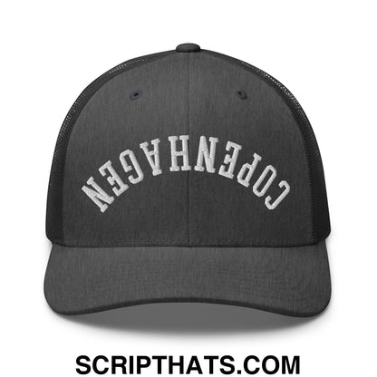 Upside Down Copenhagen Embroidered Mesh Trucker Hat Dark Heather Gray
