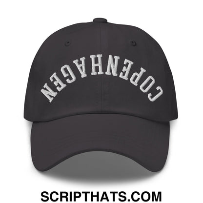 Upside Down Copenhagen Embroidered Unstructured Dad Hat Dark Grey