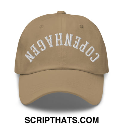 Upside Down Copenhagen Embroidered Unstructured Dad Hat Khaki