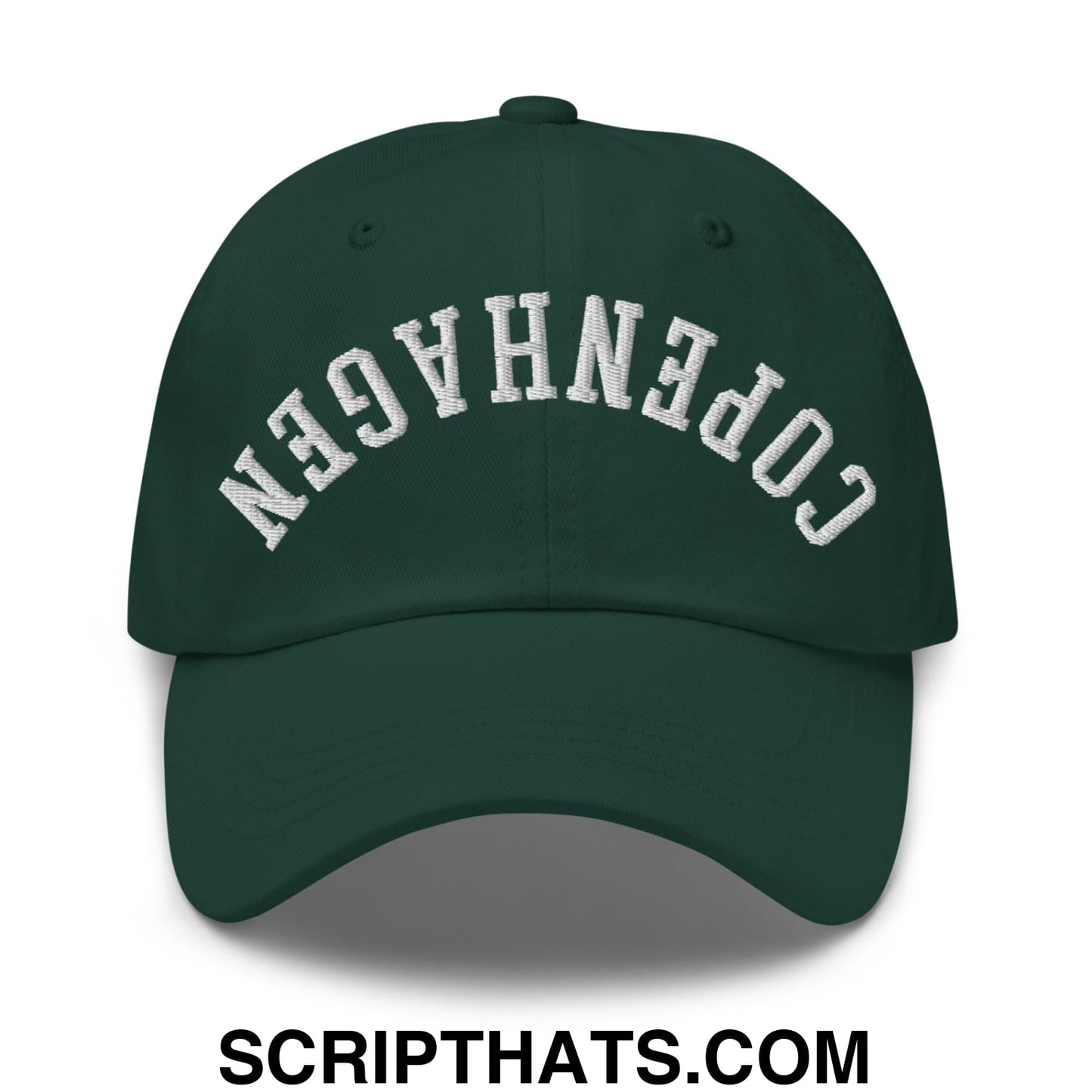 Upside Down Copenhagen Embroidered Unstructured Dad Hat Spruce