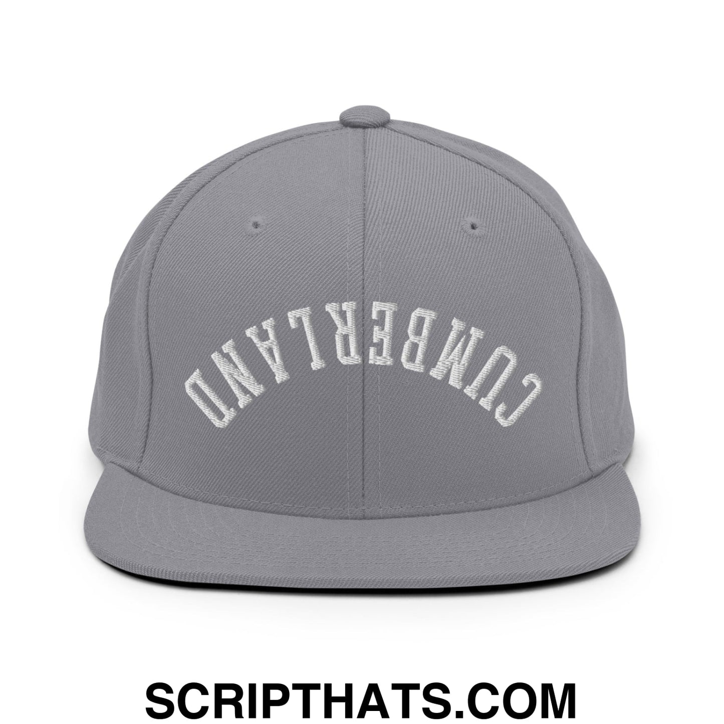 Upside Down Cumberland Embroidered Flat Bill Brim Snapback Hat Silver