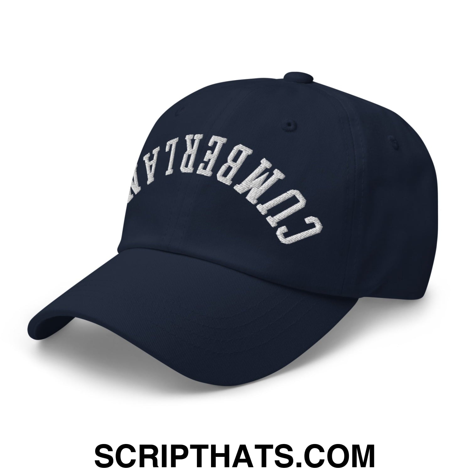 Upside Down Cumberland Embroidered Unstructured Dad Hat Navy