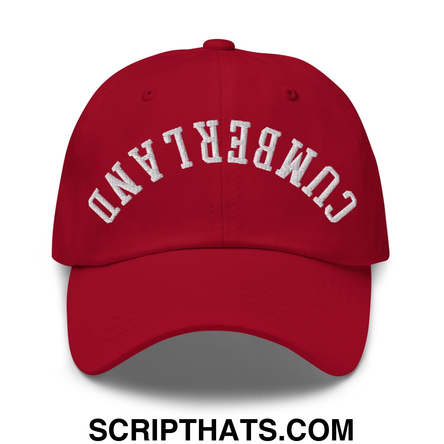 Upside Down Cumberland Embroidered Unstructured Dad Hat Cranberry