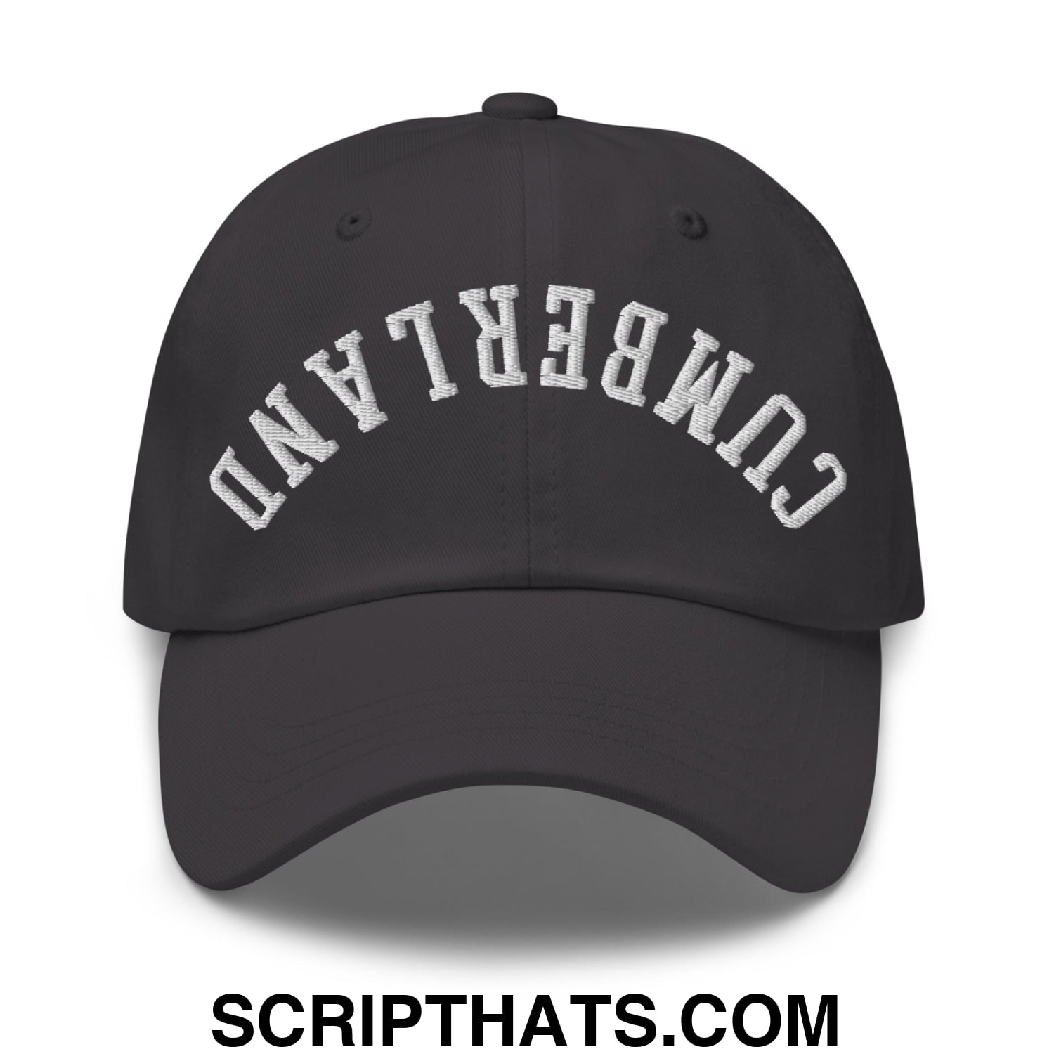 Upside Down Cumberland Embroidered Unstructured Dad Hat Dark Grey