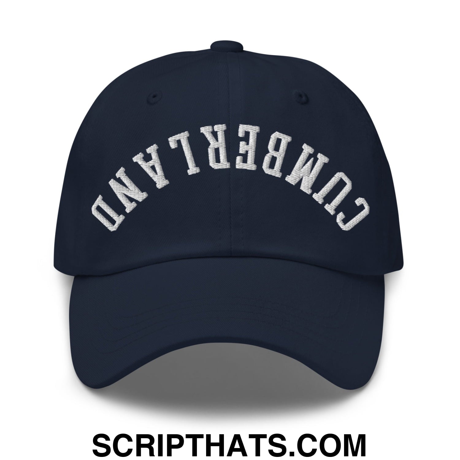 Upside Down Cumberland Embroidered Unstructured Dad Hat Navy