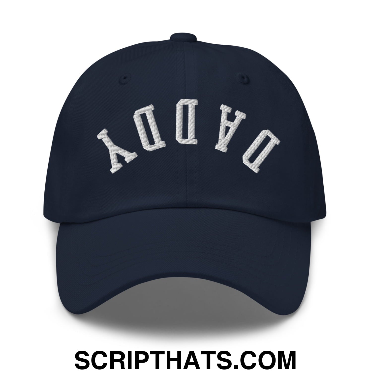 Upside Down Daddy Embroidered Unstructured Dad Hat Navy