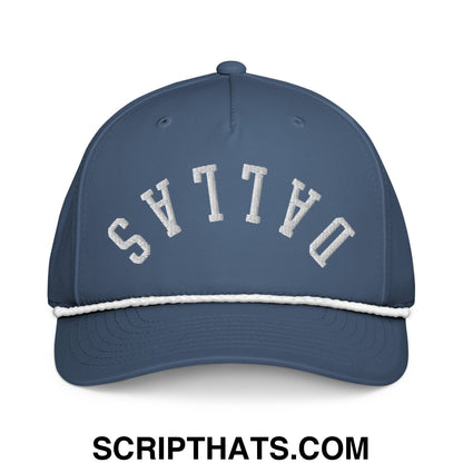 Upside Down Dallas Embroidered 5 Panel Rope Hat Light Blue White