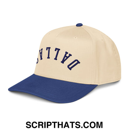 Upside Down Dallas Embroidered Baseball Snapback Hat Royal Natural