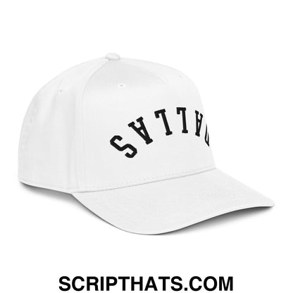 Upside Down Dallas Embroidered Baseball Snapback Hat White
