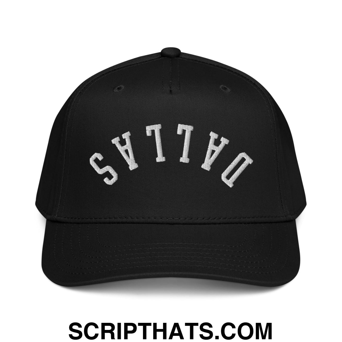 Upside Down Dallas Embroidered Baseball Snapback Hat Black