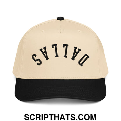 Upside Down Dallas Embroidered Baseball Snapback Hat Black Natural