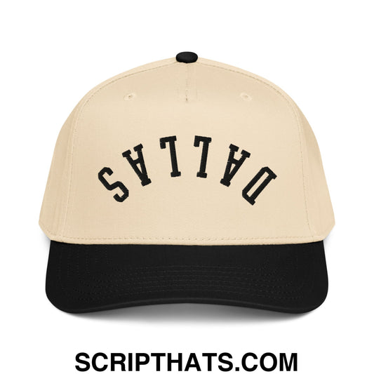 Upside Down Dallas Embroidered Baseball Snapback Hat Black Natural