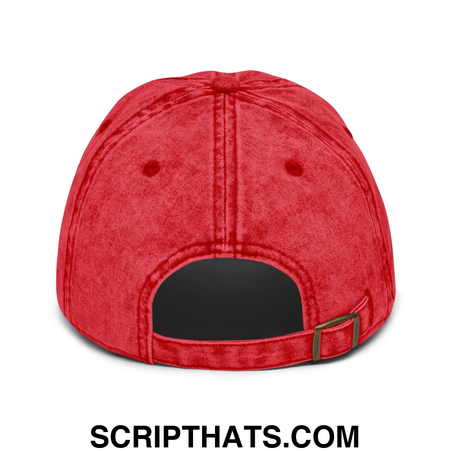 Upside Down Dallas Embroidered Unstructured Denim Dad Hat Red