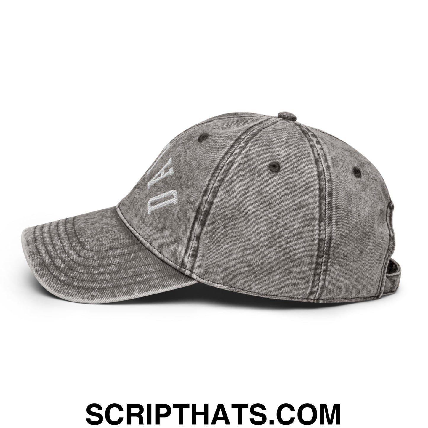 Upside Down Dallas Embroidered Unstructured Denim Dad Hat Charcoal Grey