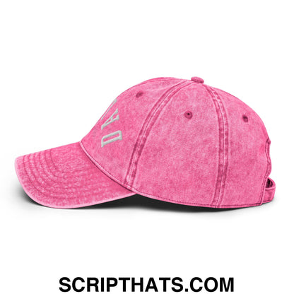 Upside Down Dallas Embroidered Unstructured Denim Dad Hat Pink