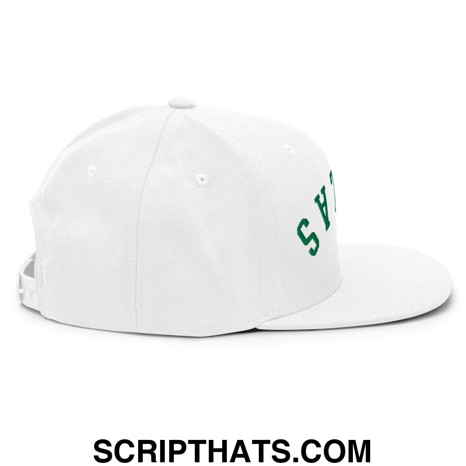 Upside Down Dallas Green Embroidered Flat Bill Brim Snapback Hat White