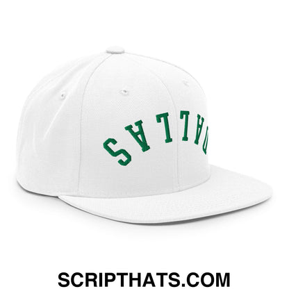 Upside Down Dallas Green Embroidered Flat Bill Brim Snapback Hat White