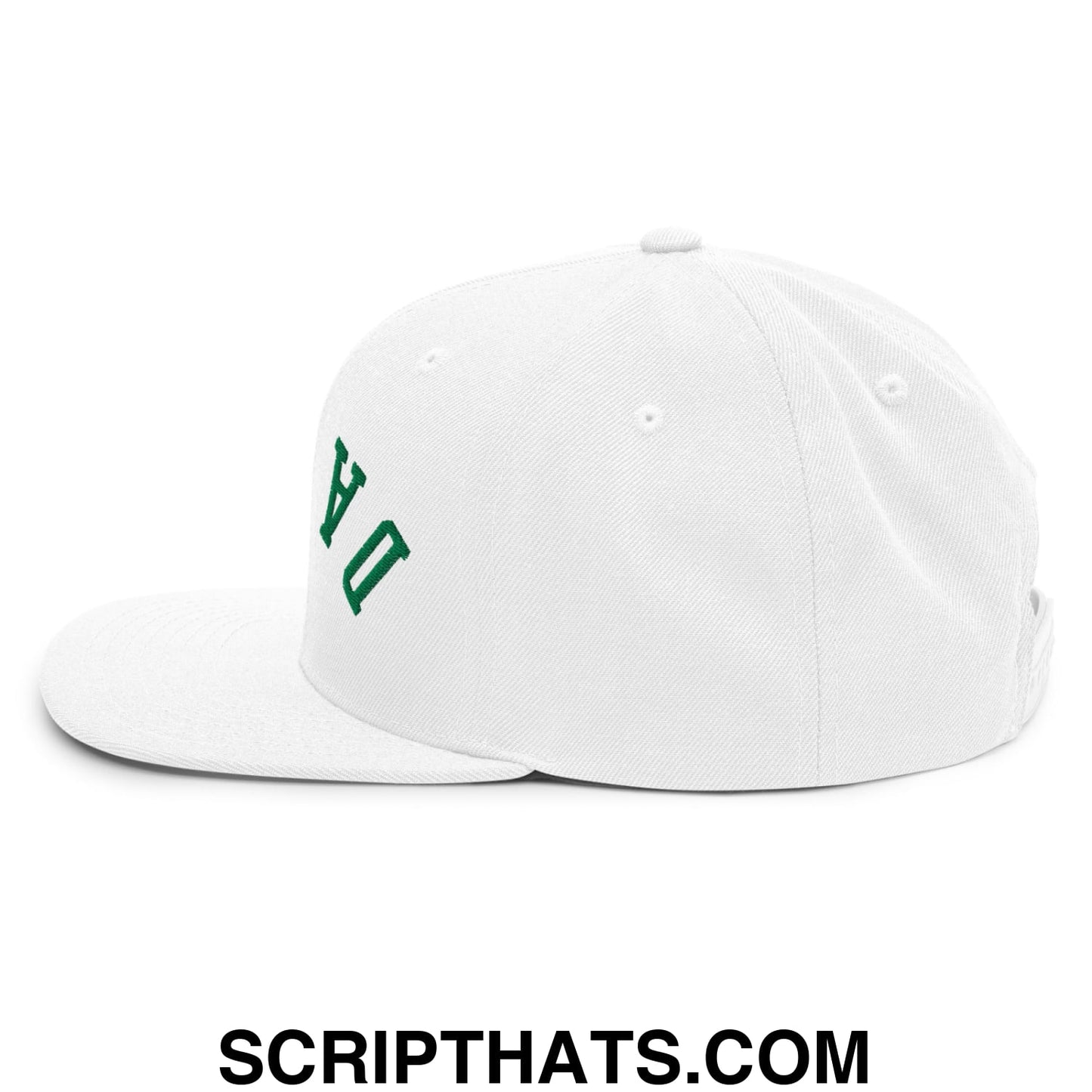Upside Down Dallas Green Embroidered Flat Bill Brim Snapback Hat White
