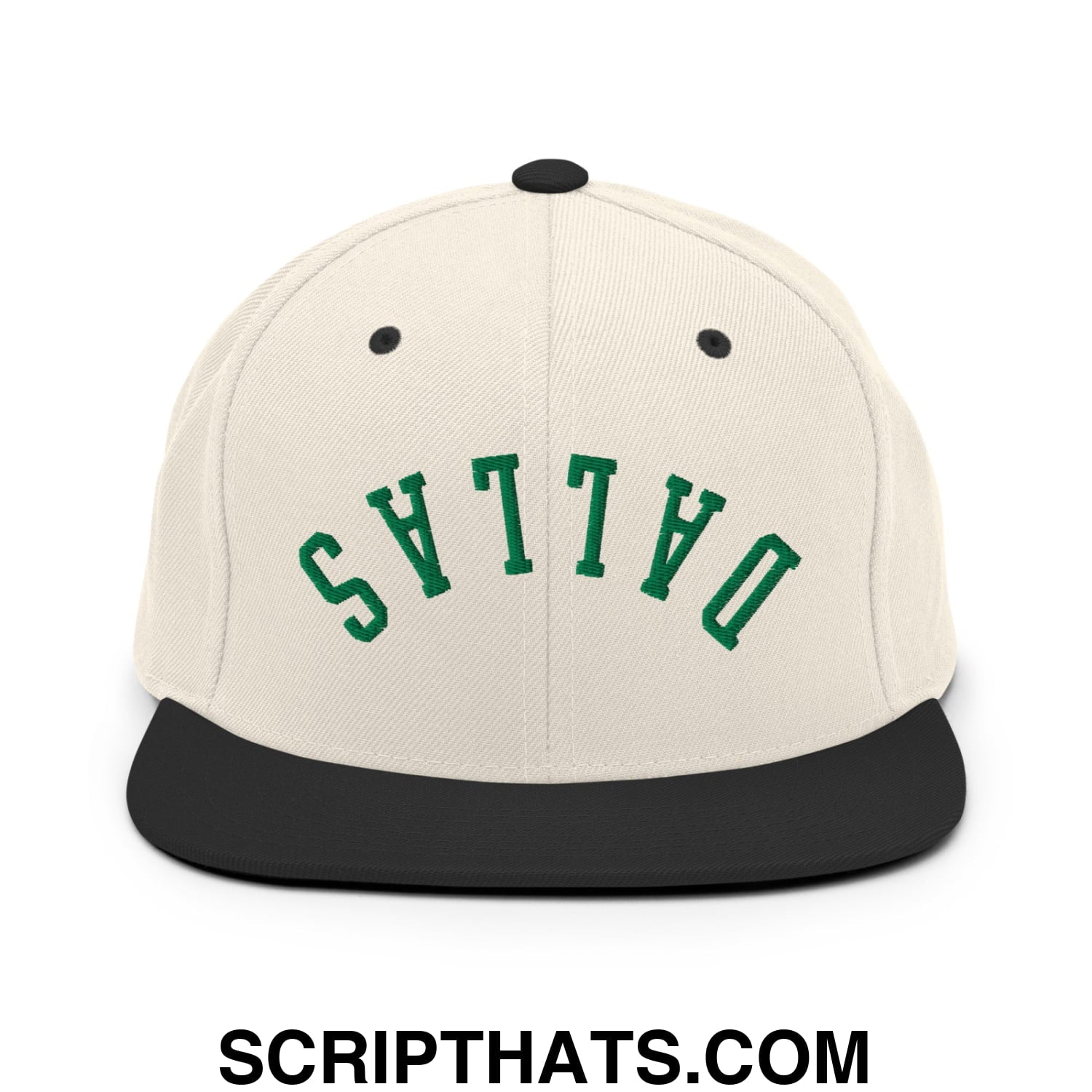 Upside Down Dallas Green Embroidered Flat Bill Brim Snapback Hat Natural Black