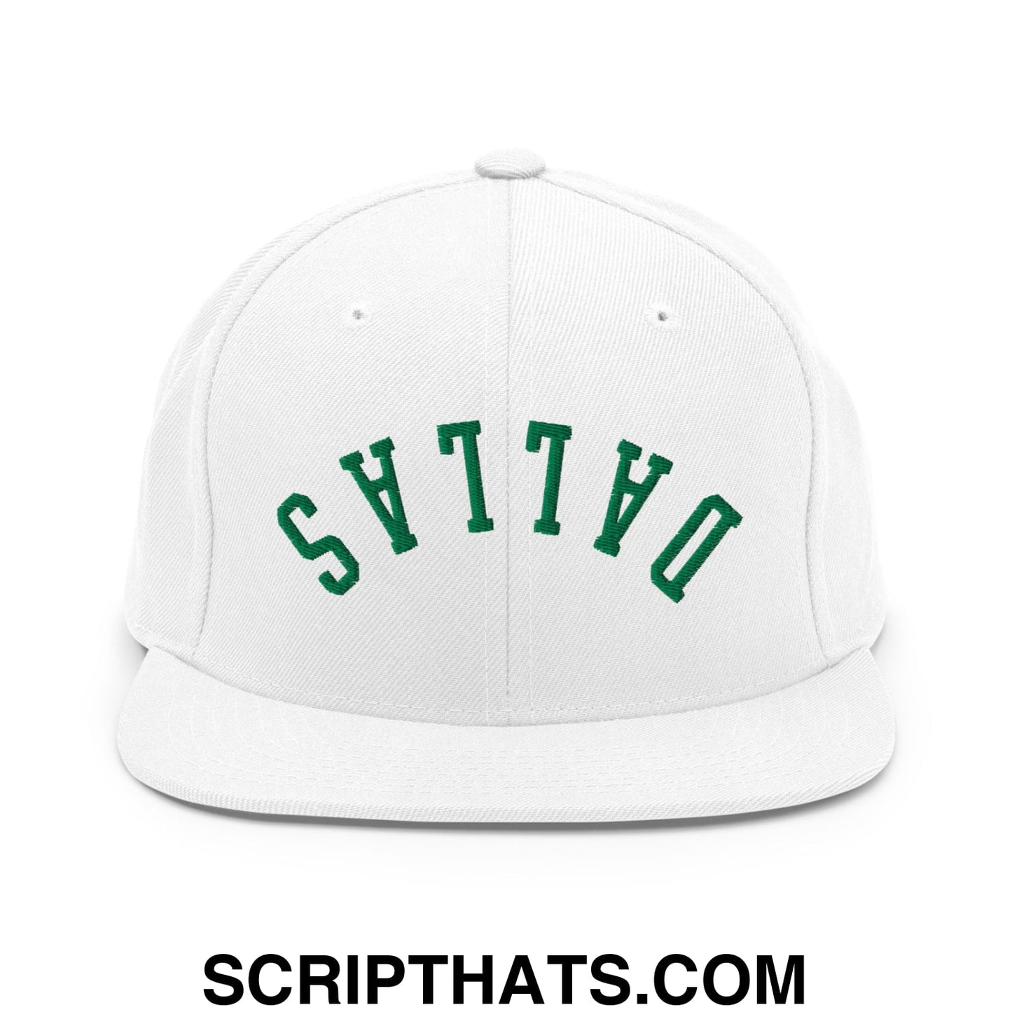 Upside Down Dallas Green Embroidered Flat Bill Brim Snapback Hat White