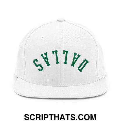 Upside Down Dallas Green Embroidered Flat Bill Brim Snapback Hat White