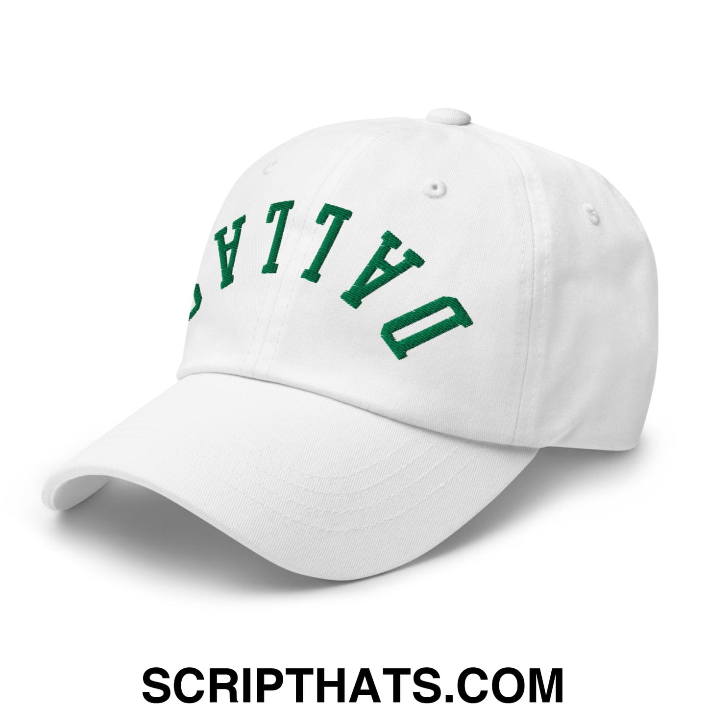 Upside Down Dallas Green Embroidered Unstructured Dad Hat White