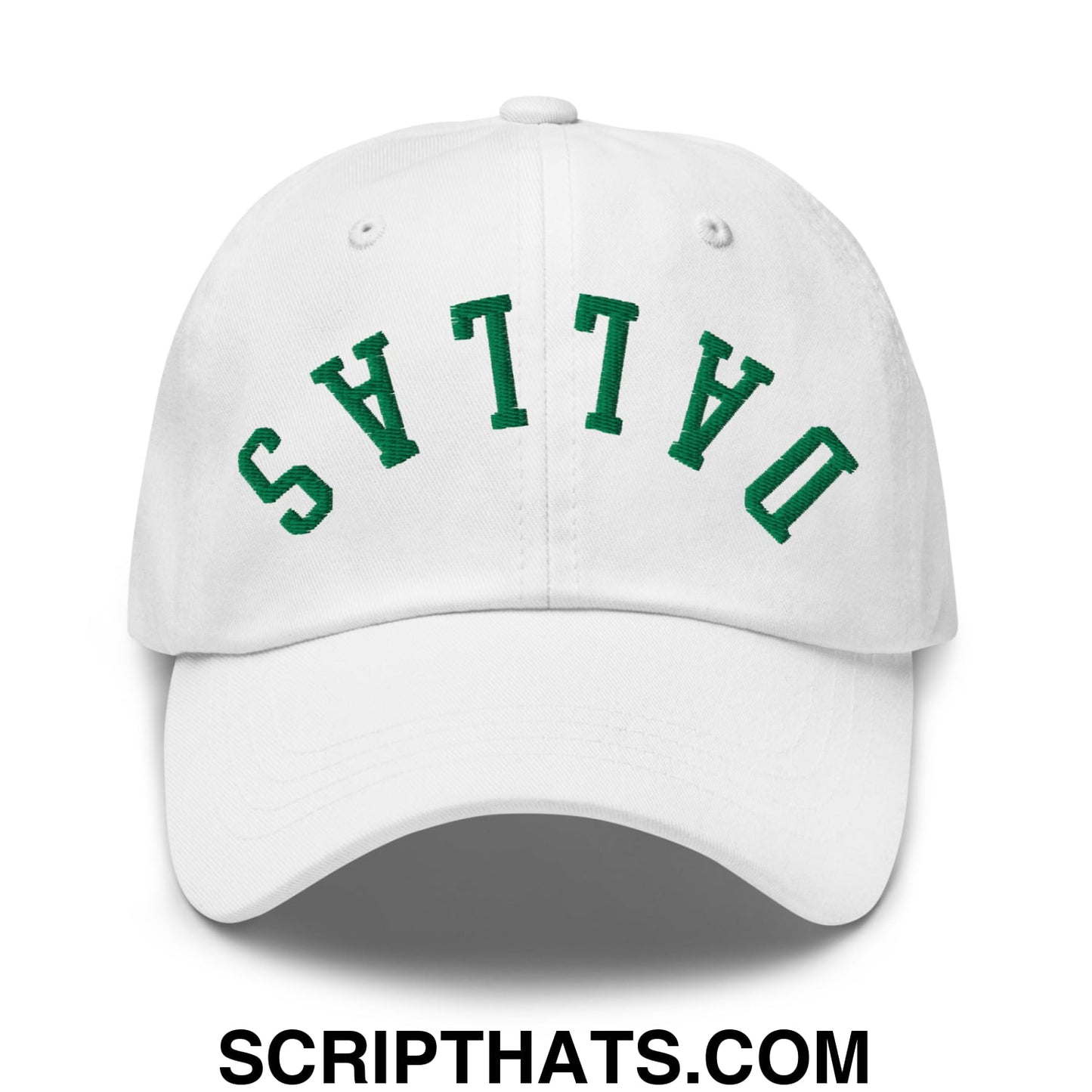 Upside Down Dallas Green Embroidered Unstructured Dad Hat White