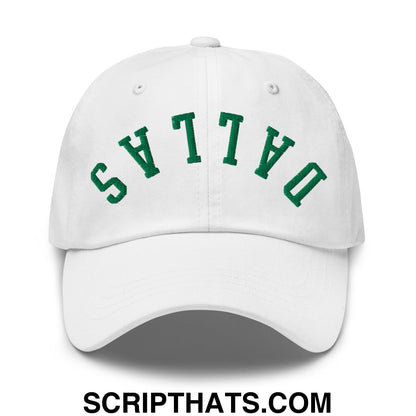 Upside Down Dallas Green Embroidered Unstructured Dad Hat White