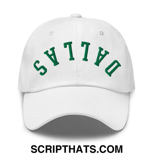Upside Down Dallas Green Embroidered Unstructured Dad Hat White