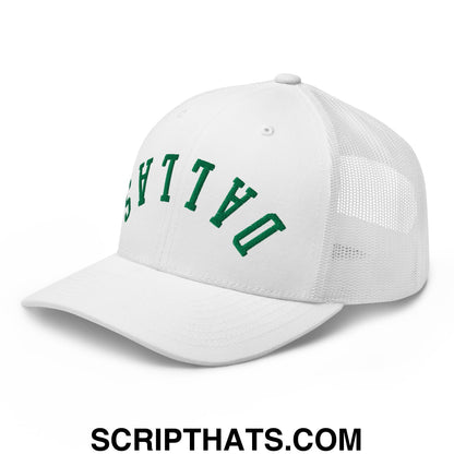 Upside Down Dallas Green Hockey Embroidered Mesh Trucker Hat White