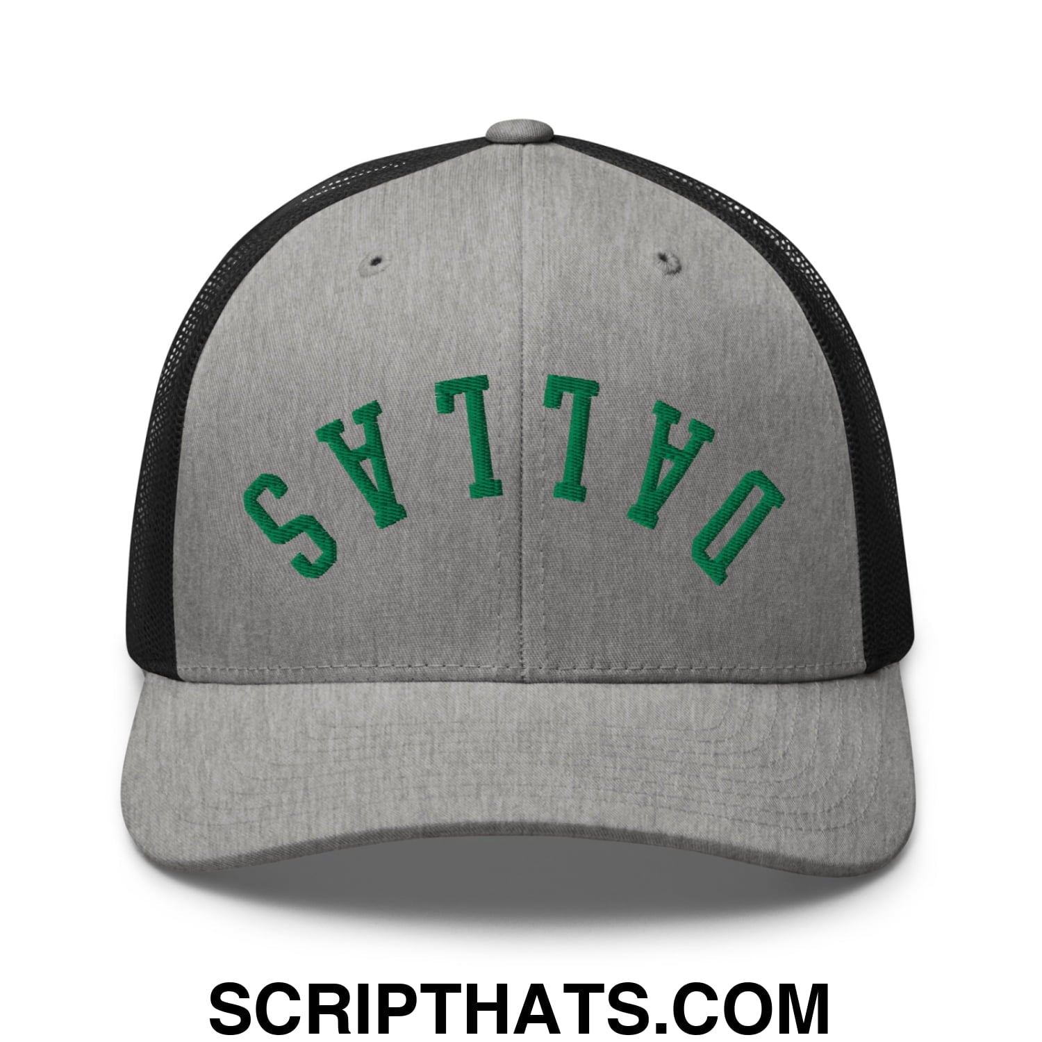 Upside Down Dallas Green Hockey Embroidered Mesh Trucker Hat Heather Black