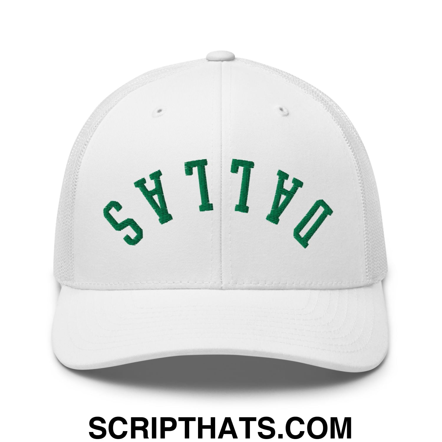 Upside Down Dallas Green Hockey Embroidered Mesh Trucker Hat White