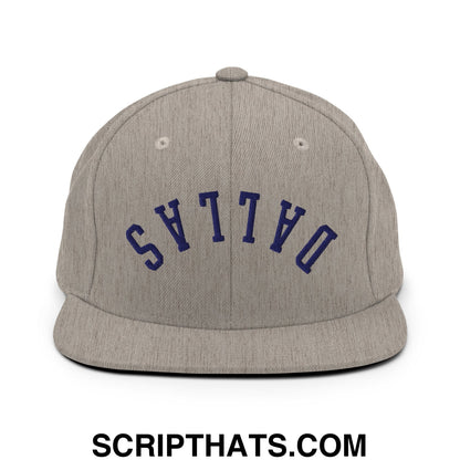 Upside Down Dallas Navy Embroidered Flat Bill Brim Snapback Hat Heather Grey