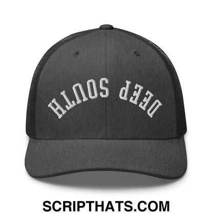 Upside Down Deep South Embroidered Mesh Trucker Hat Dark Heather Gray