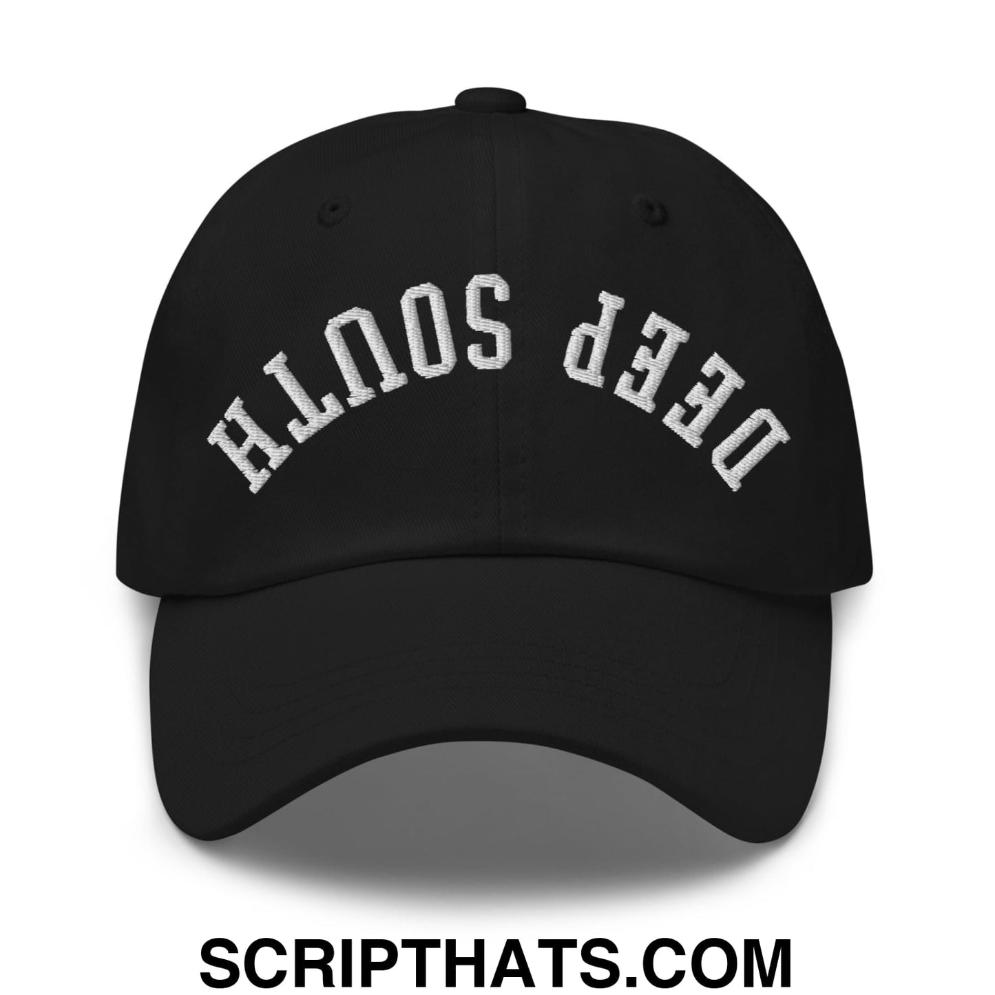 Upside Down Deep South Embroidered Unstructured Dad Hat Black