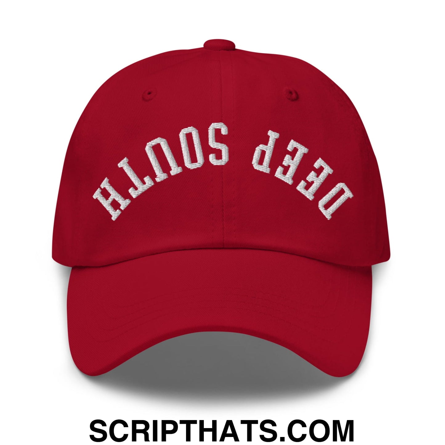 Upside Down Deep South Embroidered Unstructured Dad Hat Cranberry