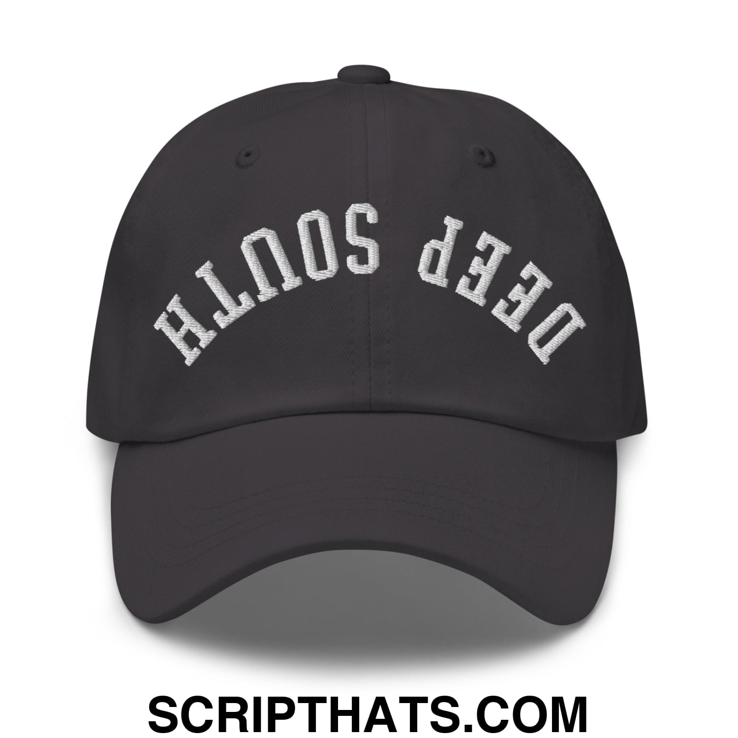Upside Down Deep South Embroidered Unstructured Dad Hat Dark Grey