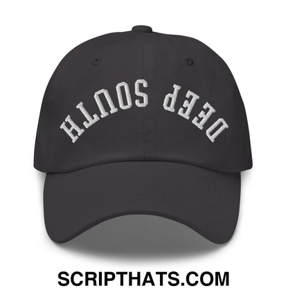 Upside Down Deep South Embroidered Unstructured Dad Hat Dark Grey