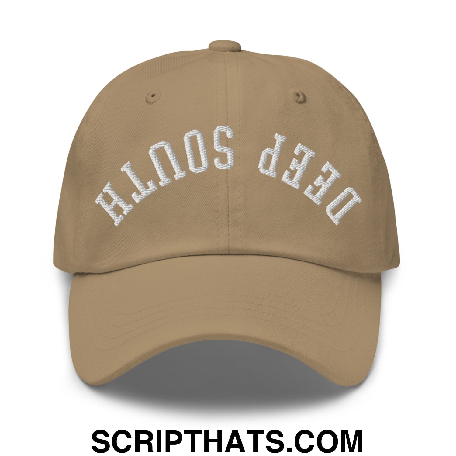 Upside Down Deep South Embroidered Unstructured Dad Hat Khaki