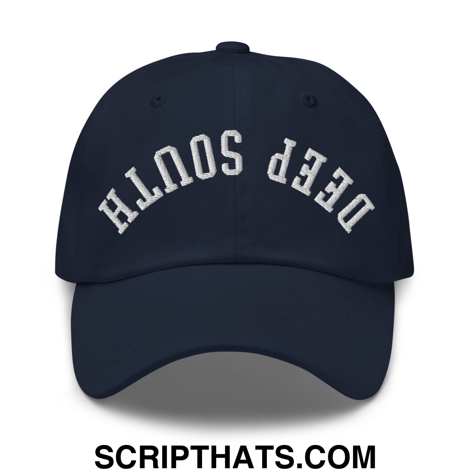 Upside Down Deep South Embroidered Unstructured Dad Hat Navy
