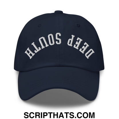 Upside Down Deep South Embroidered Unstructured Dad Hat Navy