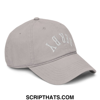 Upside Down Derby Embroidered Baseball Dad Hat Gray